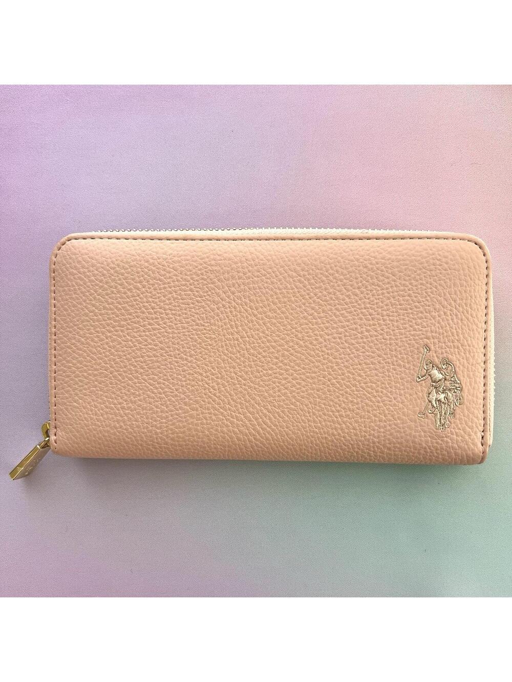 U.S. POLO ASSN. Women's Long Zip Around Wallet Blush Pink Card Holder Clutch